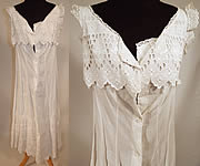 Edwardian White Cotton Embroidery Eyelet Cutwork Broderie Anglaise Lace Full Slip Dress

