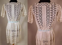 Victorian White Cotton Broderie Anglaise Eyelet Embroidery Cutwork Lace Girls Dress
