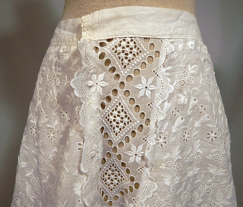 Edwardian White Cotton Broderie Anglaise Eyelet Embroidery Cutwork Lace Skirt
The skirt measures 35 inches long, with a 28 inch waist and 44 inch hips. 