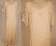 Vintage April Cornell Cream Embroidered Floral Butterfly 1920s Style Wedding Dress

