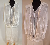 Vintage B. Altman & Co White Cotton Tulle Net Embroidered Lace Drop Waist Dress
