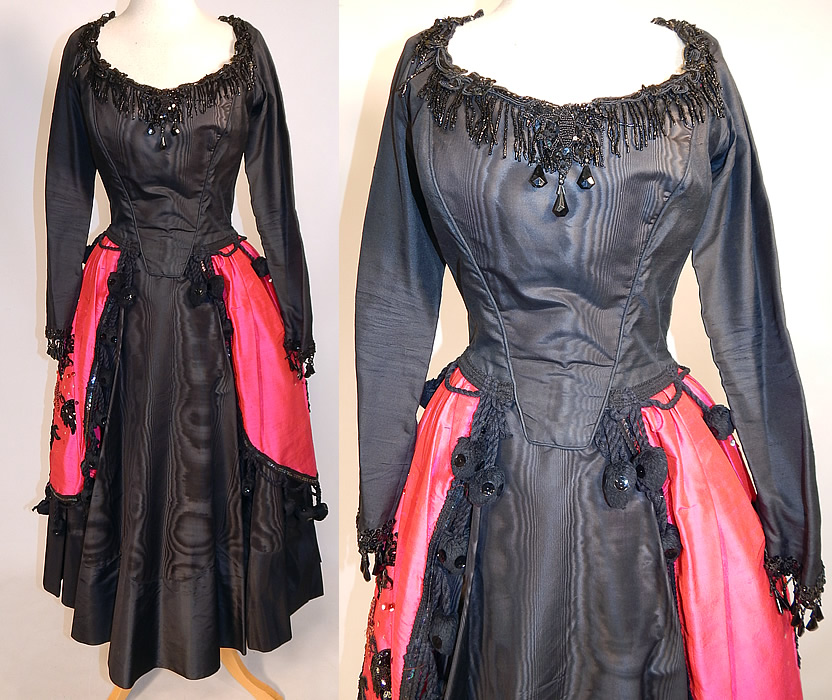 Vintage Black Pink Silk Sequin Beaded Dress Carmen Costume Tennessee Ernie Ford Show
This vintage black, pink silk sequin beaded dress Carmen costume from the Tennessee Ernie Ford Show dates from 1961. 