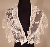 Victorian White Needlepoint Applique Lace Fichu Kerchief Scarf Shawl Collar Cape Pelerine
