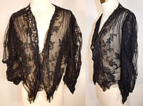 Vintage Victorian Antique Black Chantilly Lace Net Bodice Blouse Shirt Jacket Top 
