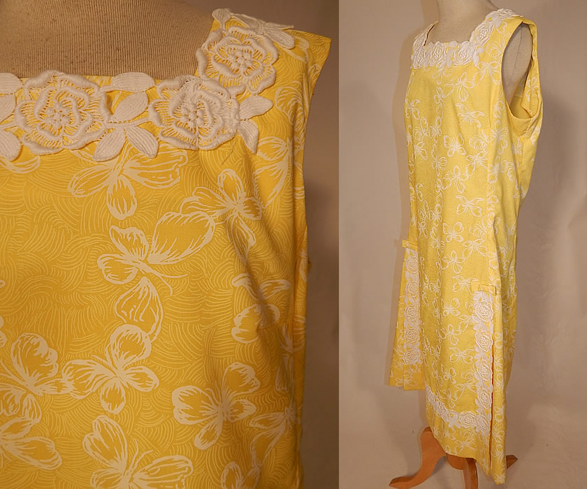 Vintage The Lilly Pulitzer Yellow & White Butterfly Novelty Print Lace Trim Shift Dress
This sensational summer sun dress has a loose fitting shift style, sleeveless, with an apron front skirt panel, bow and lace trim accents, a back zipper closure and is fully lined. 