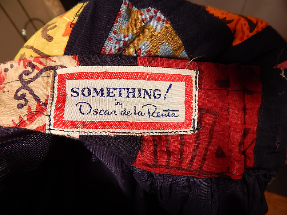 Vintage Something Oscar de la Renta Patchwork Batik Boho Maxi Skirt
There is a "Something! by Oscar de la Renta" designer label sewn inside. The skirt measures 39 inches long, with 62 inch hips and a 24 inch waist. It is in excellent condition. This is truly a wonderful piece of wearable designer textile art!