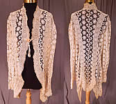 Vintage Edwardian Antique Cream Lace Cutaway Front Tailored Tail Coat Jacket
