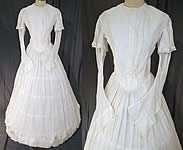 Victorian Era White Muslin Hoop Skirt Wedding Gown Dress
