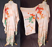 Vintage S. Nishimura Kyoto Japan Pink Silk Screen Cherry Blossom Japanese  Kimono
