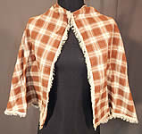 Victorian Brown & White Plaid Gingham Check Cotton Fichu Shawl Pelerine Cape
