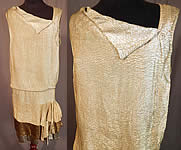 Vintage Moir Grant Art Deco Tricolor Gold Lam&eacute; Lame Drop Waist Flapper Dress
