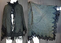Victorian Black Wool Soutache Embroidery Work Lace Dolman Mantle Cape
