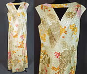 Vintage Tissu Staron Paris Label Gold Lam&eacute; Lame Brocade Evening Gown Maxi Dress
