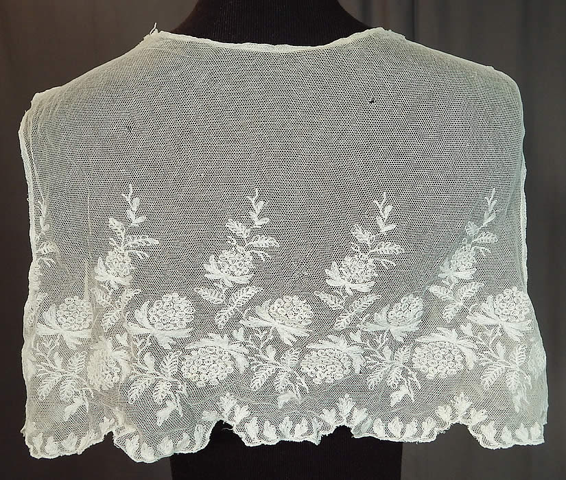Edwardian White Tambour Embroidery Lace Net Bolero Jacket Sleeveless Vest Crop Top
It is in good as-is condition, with slight underarm discoloration and a few tiny pin holes on the back net. This is truly a beautiful piece of wearable lace art! 