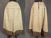Victorian Brown Flannel Blue Stitched Quilted Trim Winter Petticoat Skirt
