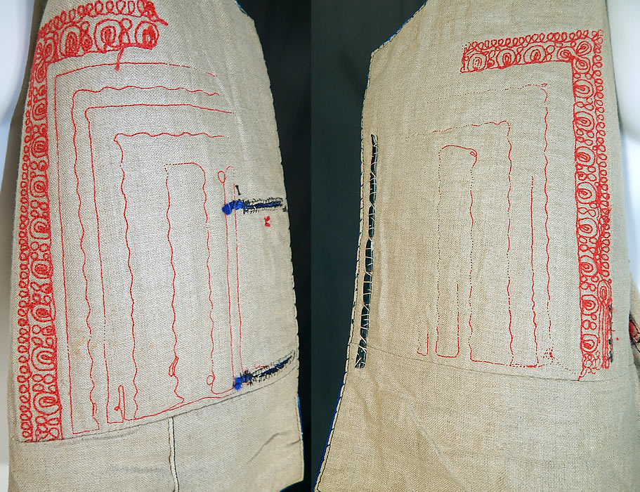 Vintage Antique Macedonian Folk Costume Embroidered Woolen Vest Top
It has wonderful workmanship and hand done details. The vest is in good condition, with only a few moth nips. This is truly a wonderful piece of wearable Macedonian textile folk art! 