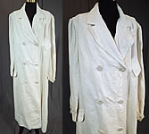 Edwardian Women's White Linen Double Breasted Motoring Driving Duster Coat
