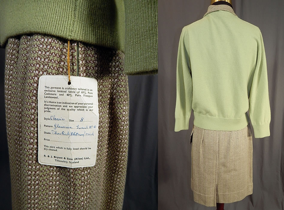 Vintage Bryant of Scotland Cashmere Cardigan Sweater Suit Tweed Skirt NWTVintage Bryant of Scotland Cashmere Cardigan Sweater Suit Tweed Skirt NWT
The sweater measures 21 inches long, with a 26 inch waist, 36 inch bust and 18 inch long sleeve. 
