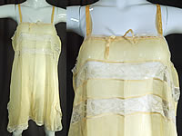 Vintage Yellow Cotton Batiste White Lace Lingerie Chemise Camiknicker Teddy
