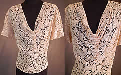 Vintage Mme Cecilia Label Cream Bretonne Needle Lace Shirt Blouse Top
