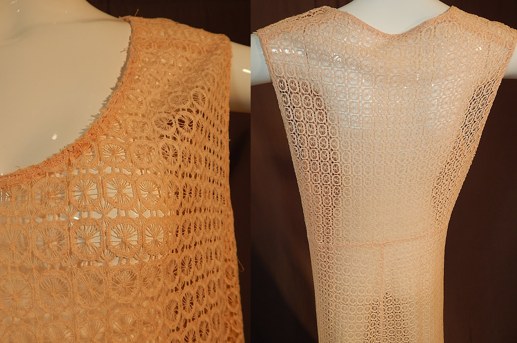 Vintage Sheer Pink Polka Dot Spider Web Teneriffe Lace Maxi Dress Bias Cut Gown
The dress is a large size measuring 60 inches long, with 44 inch hips, a 38 inch waist and 44 inch bust. It is in excellent condition. This is truly a wonderful piece of wearable textile lace art!