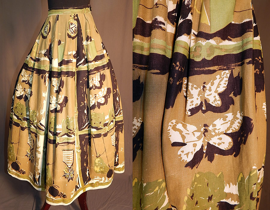 Vintage Century of Boston Cotton Twill Butterfly Artichoke Novelty Print Circle Skirt
This vintage Century of Boston cotton twill butterfly artichoke novelty print circle skirt dates from the 1950s.
