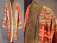 Vintage Art Deco Colorful Woven Silk Plaid Gold Lam&eacute; Flapper Opera Coat Lame