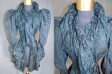 Victorian M.A. Smyth & Co Black Silk Lace Mutton Sleeve Mourning Bodice Jacket
