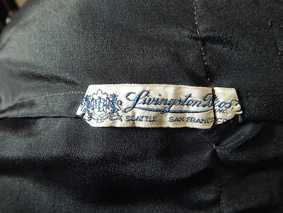 Vintage Livingston Brothers Black Silk Velvet Polka Dot Drop Waist Pleated Skirt Dress
There is a "Livingston Brothers, Inc. Seattle, San Francisco" store label sewn inside. 