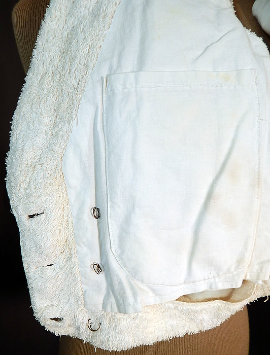 Victorian White Cotton French Towell Terry Cloth Double Breasted Waistcoat Vest
This is truly a rare and unique men's early Victorian vest! 