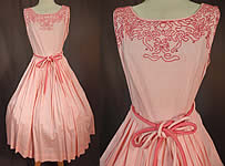 Vintage Henry Allen Montreal Pink White Cotton Check Gingham Circle Skirt Dress
