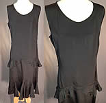 Vintage Black Silk Crepe de Chine Ruffle Bias Cut Sleeveless Cocktail Dress 
