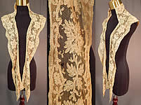 Edwardian Cream Bretonne Needle Run Lace Dress Trim Lappet Shawl Collar
