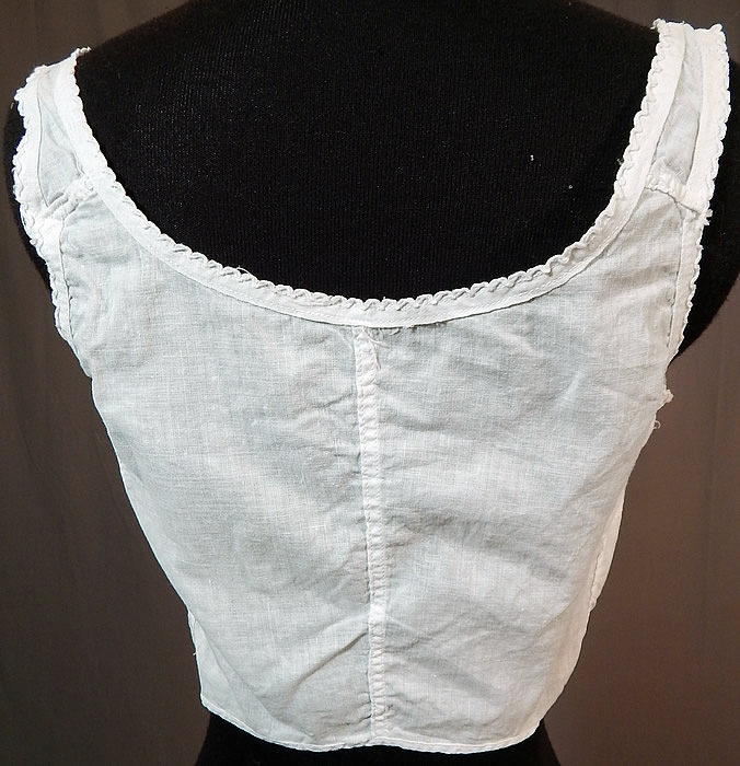 Vintage Edwardian White Cotton Camisole Corset Cover Stays Boning Bra Top
The top measures 15 inches long, with a 22 inch waist and 30 inch bust. 