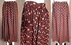 Victorian Vintage Brown Circle Polka Dot Print Fine Wool Winter Petticoat Skirt
