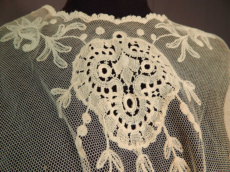 Vintage Germany Cream Tulle Net Tambour Embroidery Lace Unused Dress Fabric
This lovely lace dress fabric is unused and unfinished with an open back which needs to be sewn together. It is tea length, with high slits on sides of the skirt, short sleeves, a fitted waistband and is sheer, unlined. 