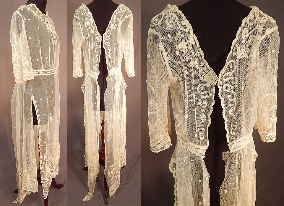 Vintage Germany Cream Tulle Net Tambour Embroidery Lace Unused Dress Fabric
The dress measures 49 inches long, with a 32 inch bust and 24 inch waist. 
