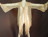 Victorian Blonde Chantilly Lace Cream Silk Applique Trim Bell Sleeve Coat Jacket
