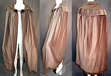 Vintage Art Deco Khaki Brown Mohair Wool Winter Shawl Collar Cloak Cape 
