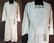Edwardian White Cotton Cluny Bobbin Lace Walking Suit Jacket Blouse Skirt 
