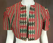 Vintage Ethnic Embroidered Woven Red Short Cropped Boho Bolero Jacket Shrug

