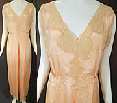 Vintage Love Joy Twin Weaves Pink Silk Lace Lingerie Palazzo Pant Pajama Jumpsuit
