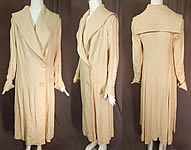 Vintage Ecru Linen Sailor Shawl Collar Womens Duster Driving Motoring Coat
