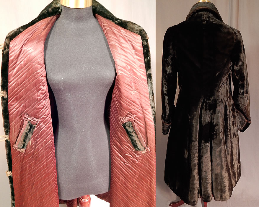 Victorian Womens Plush Velvet Beaver Fur Winter Coat Jacket
The coat measures 37 inches long, with a 32 inch bust, 32 inch waist, bust, a 12 inch back and 22 inch long sleeves. 
