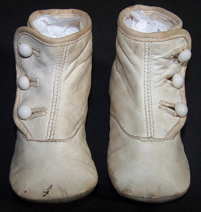 Edwardian White High Button Baby Shoes   