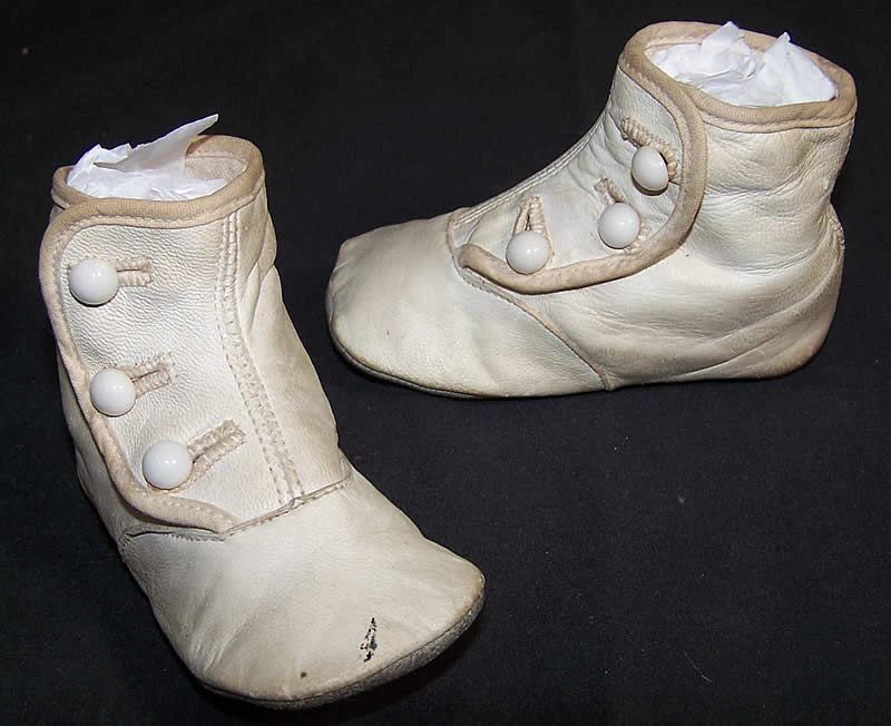 Edwardian White High Button Baby Shoes   