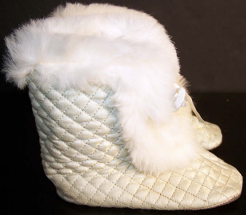 Edwardian Baby Blue Quilted Carriage Boots Front view.