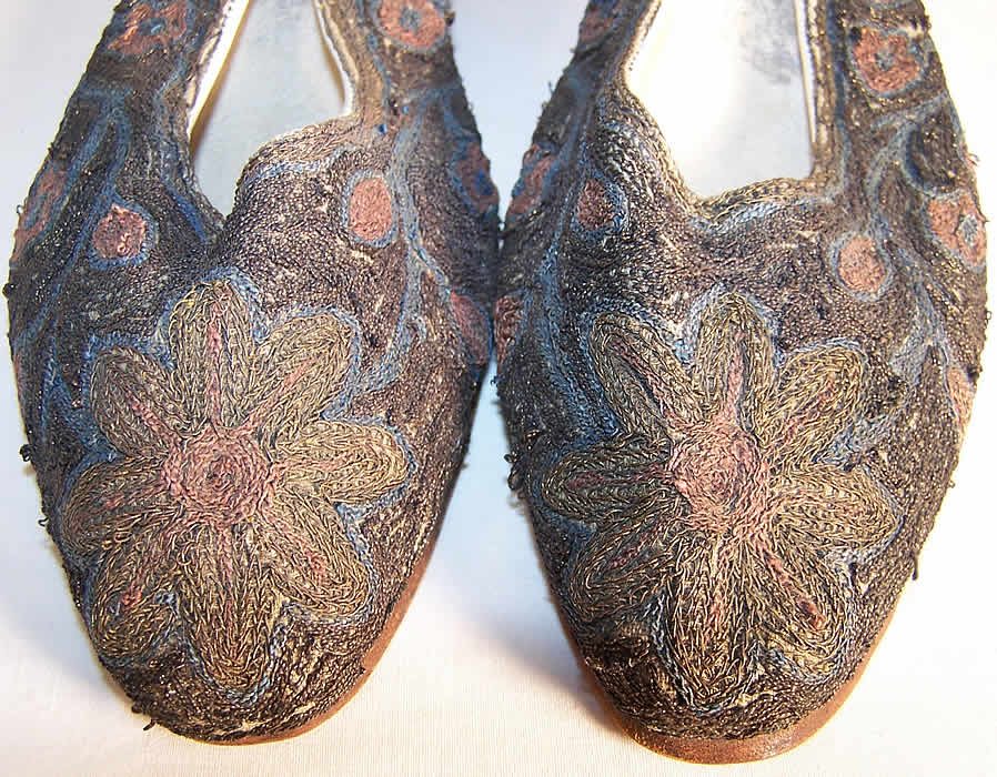 Ottoman Turkish Gold Embroidery Slipper Shoes