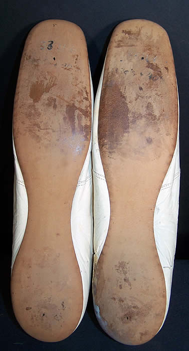Victorian White Kid Leather Straight Sole Wedding Shoes Close up.