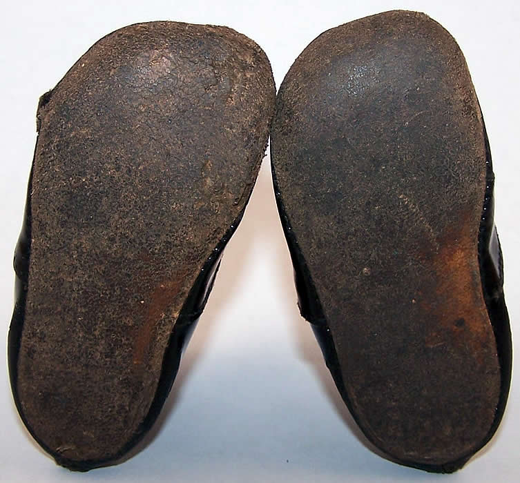 Victorian Black Leather High Button Strap Baby Shoes